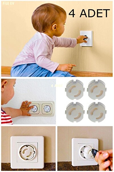 FİLE EV غطاء مقبس أمان للأطفال مكون من 4 قطع