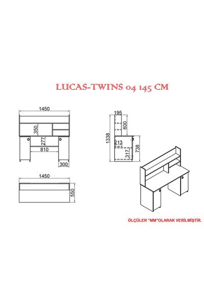 Kalender Dekor Lucas-twins 04 145 Cm Çalışma Masası Lc04