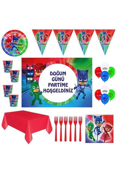 PJMASKS Pijamaskeliler 24 Person 50x70 Cm Banner Birthday Ornaments with Banner