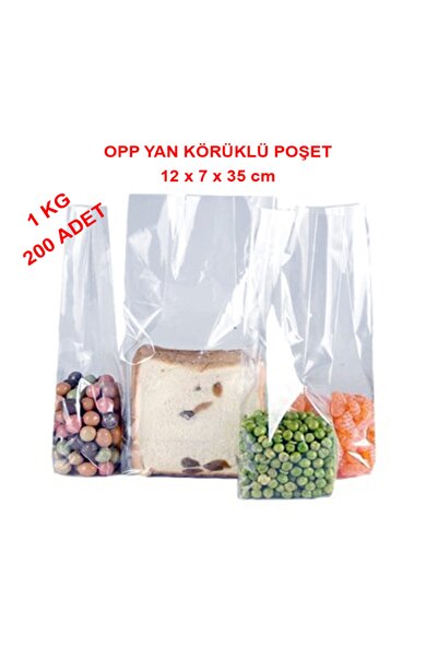 ÜÇPINAR AMBALAJ Opp Yan Körüklü Torba 12 X 7 X 35 Cm Şeffaf Opp Poşet 200 Adet