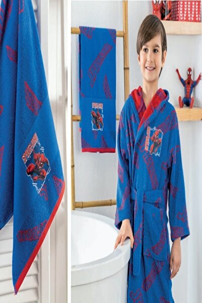 Özdilek Lisanslı Çocuk Bornoz Seti Spiderman Strong 9/10 Yaş