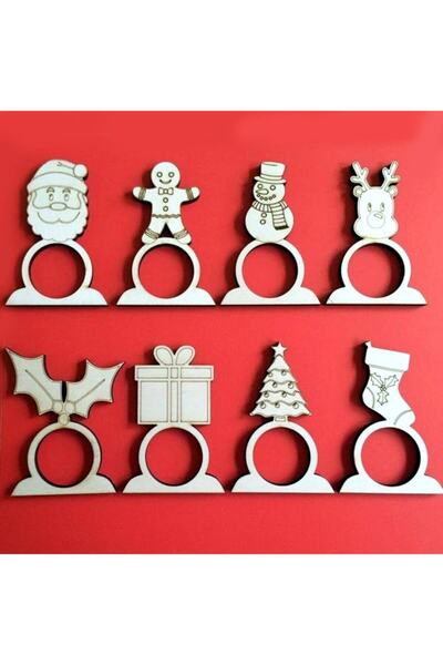 Lora Davet Božićni ukrasi Drveni držač za salvete (8 kom) Prirodni - 16052