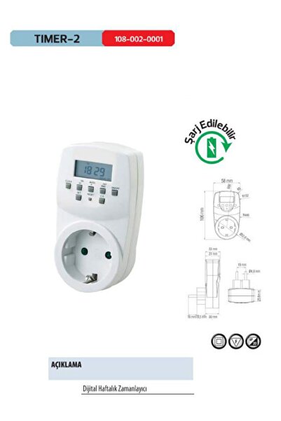 Genel Markalar Horoz Timer-2 Dijital Ayar Zaman Saati Prizi Rolesi Haftalık 20 Programlı Açma-kapama