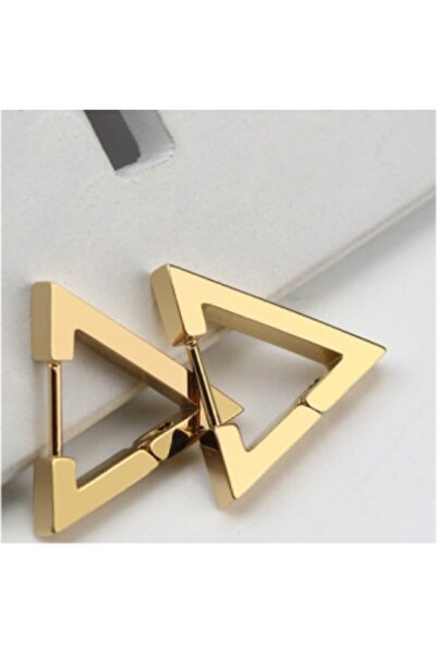 Therapy Aksesuar Mini Geometrik Ünisex Sarı Üçgen Çelik Küpe