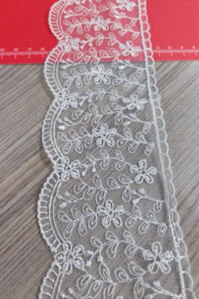 DUAYEN Tül Üzeri Işleme Andalip Desen En Güzel Ürünler Için Krem Renk 1 Metre