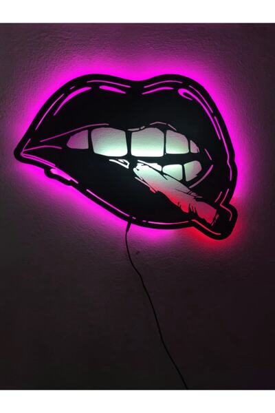 dekoraven Dudak Led Işıklı Ahşap Tablo