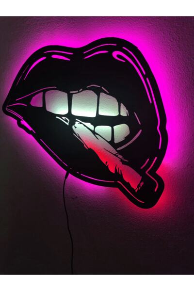 dekoraven Dudak Led Işıklı Ahşap Tablo