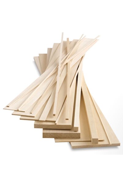 iAhşap (1X2 CM X 100 CM 1 ADET) Kavak Ahşap Çıta Taslak Tahta Blok Ve Kereste