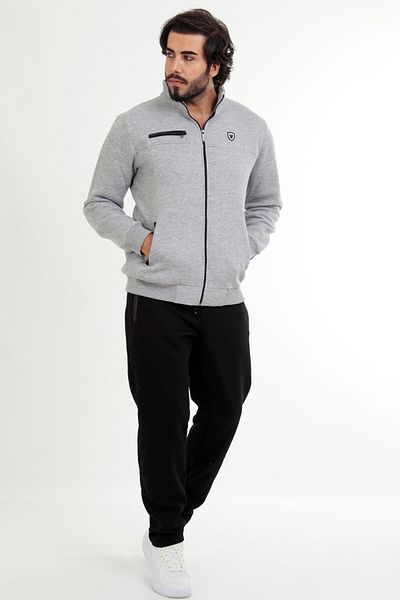 Marco Ferry Gray Melange Men's 3 Thread Rose Gold Winter Plus Size Tracksuit Edy201502b-g