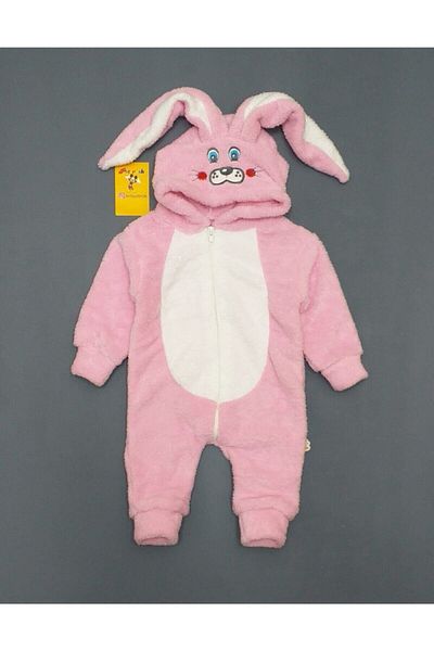 Nurcix Girl's Plush Jumpsuit with Rabbit Ears