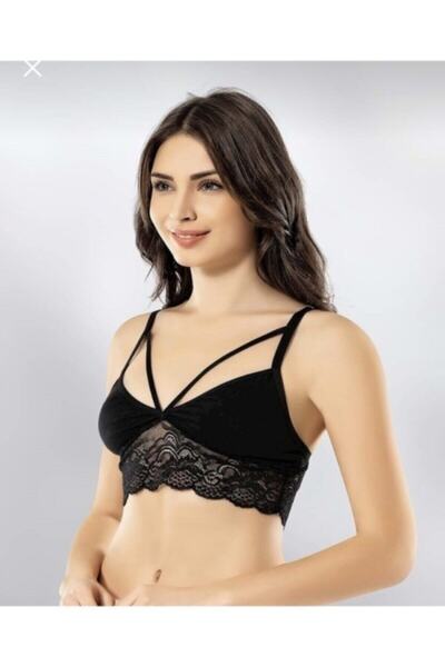 KOTA Black Lace Rope Strap Bustier Half Tank Top 6342
