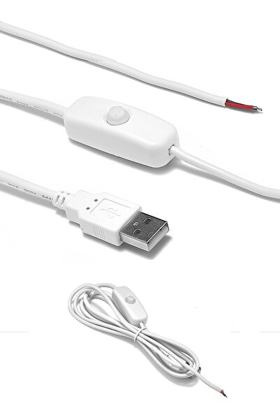 Znl Home Beyaz Renk Bir Ucu Erkek Bir Ucu Tel Anahtarlı Usb Kablo 90 Cm Switchli