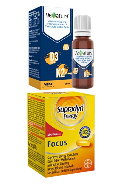 VeNatura Vitamin D3 K2 Damla 20 Ml + Supradyn Energy Focus 30 Tablet
