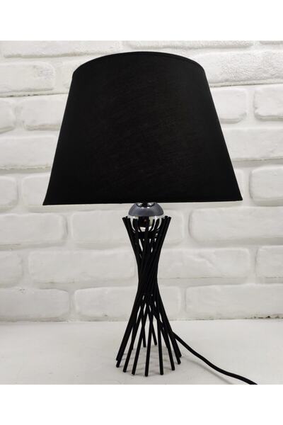 365GUNSERİSONU مصباح طاولة عاكس الضوء ذو الساق المعدنية السوداء الملتوي مع كر...