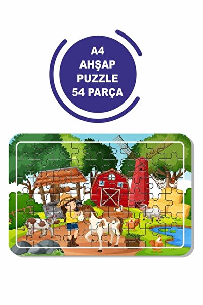 LİPYOS Çiftlik Ve Çiftlik Hayvanları 54 Parça Çocuklar Için Ahşap Puzzle