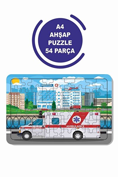 LİPYOS Ambulans 54 Parça Çocuklar Için Ahşap Puzzle