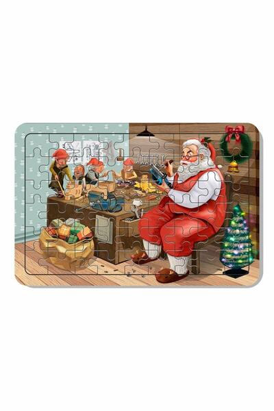 LİPYOS Noel Baba Ve Çırakları 54 Parça Çocuklar Için Ahşap Puzzle