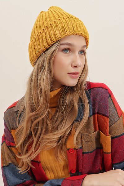Trend Alaçatı Stili Mütze - Gelb - Casual