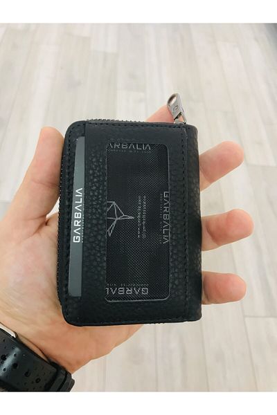 Garbalia Θήκη για κάρτες Clovis Γνήσιο Δερμάτινο Ακορντεόν Μαύρη