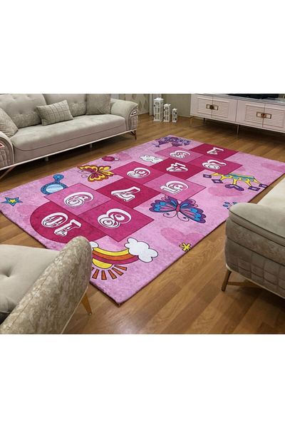 ALLGELSİN Hopscotch Patterned All-round Elastic Carpet Cover Decorative Carpet Cover