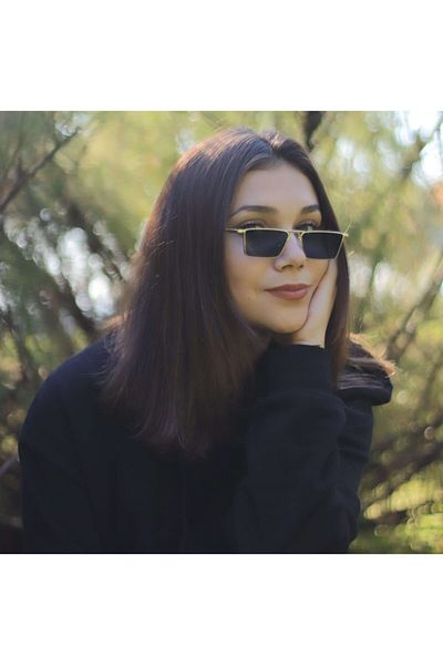 LOOKUP Lookup Unisex Gold Frame Black Glass Vintage-retro Sunglasses