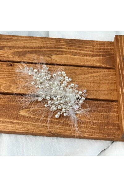 ASİMEL TAÇ & TASARIM Accesoriu pentru păr cu detalii de pene Coroana de mireasă