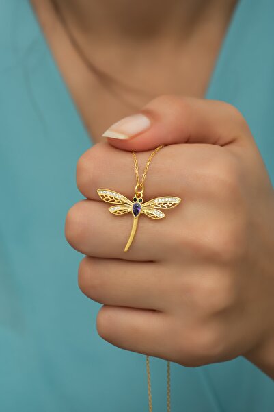 Nereze 925 Ayar Gümüş Gold Zirkon Taşlı Yusufcuk Kolye