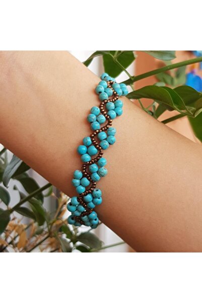 Handmade By HLY سوار حجر الفيروز اليدوية