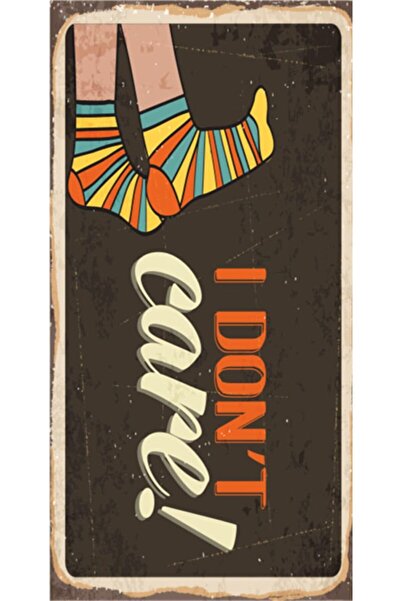 hediyeniburadabul Δεν με νοιάζει - Ρετρό Ξύλινη Αφίσα - Ειδική Συλλογή - Hbb