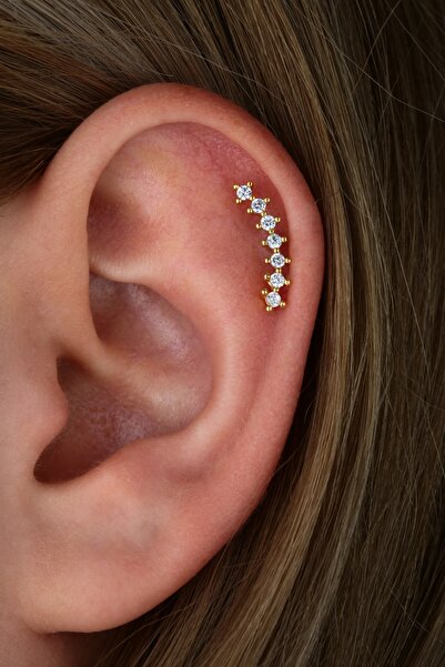 Vilma Aksesuar Cerrahi Çelik Helix Kıkırdak Piercing Gold Renk (8mm)
