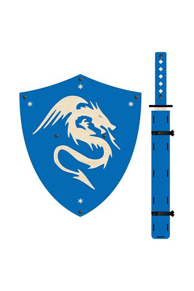 Ahtek Wooden Japanese Samurai-Ninja Shield And Catana Sword