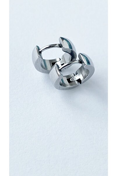 The Collection Double Domed Black Silver Color Hoop Earrings for Perforated Ears