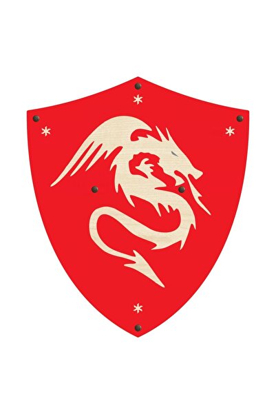 Ahtek Wooden Japanese Samurai-Ninja Shield And Catana Sword, Red