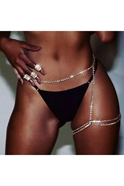 MisBoho Kristal Taşlı Bel Ve Bacak Zinciri Tek Bacak