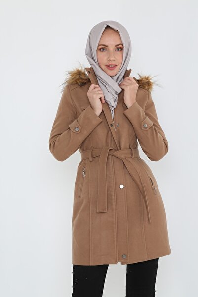 KMKkombin Γυναικεία νεανική αθλητική ζώνη με φερμουάρ Λεπτομερή κοντό παλτό από κασμίρ