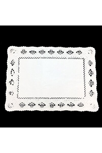 abnturk 10 Adet Dantel Modeli Kağıt Dikdörtgen Tepsi Altlığı 26x37cm Kağıt Al...