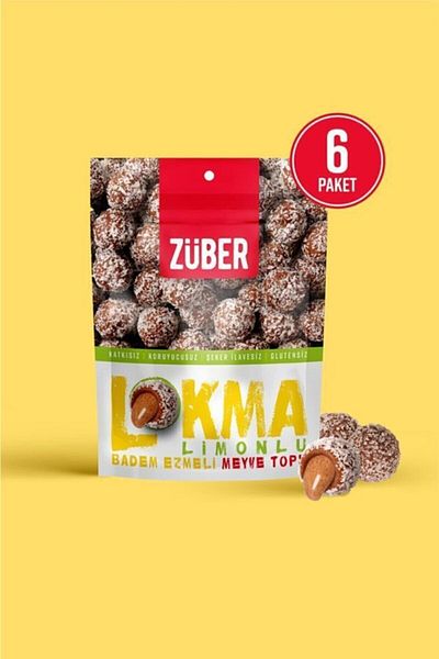 Züber 96g X 6 Package Bite Lemon and Almond Butter Fruit Ball