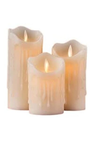 Sever Led Işıklı Silindir Mum Seti