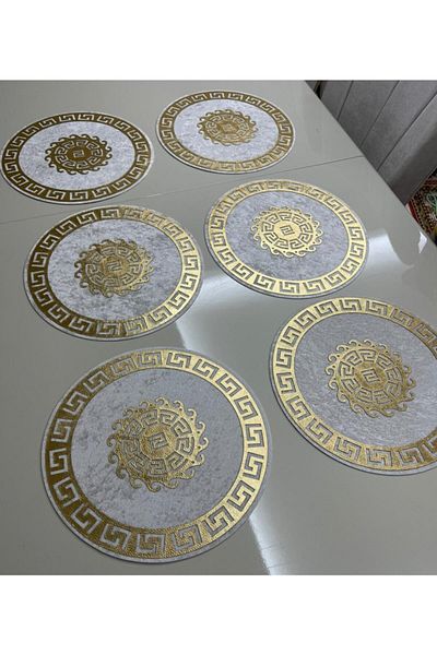 SEHARA Placemat/velvet/coffee tablecloth/plate Coaster/cupboard/6 Pieces/grey-gold