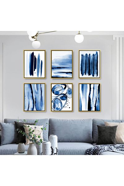 Markazip 30x40cm Σετ 6 τεμαχίων με χρυσό μεταλλικό πλαίσιο Γνήσιο σετ ζωγραφικής σε καμβά Alt99-k-a