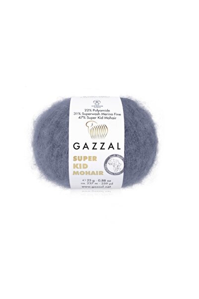 Gazzal Super Kid Mohair 25 Gram Tiftik Yün El Örgü Ipliği 64411/gri