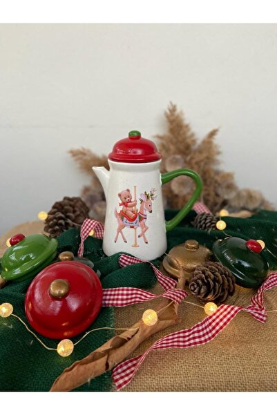 Handmadesign Kapaklı El Yapımı Seramik Sürahi - Yılbaşı Geyikli Ayıcık Teddy ...