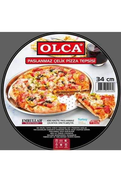 Olca 34 Cm Paslanmaz Çelik Pizza Tepsisi