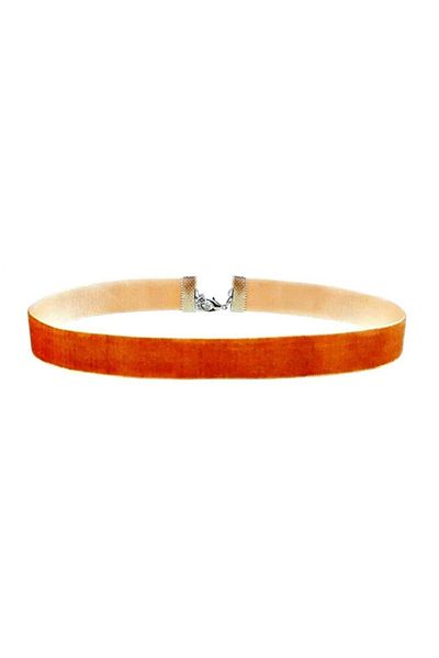 Bijustore Women's Velvet Choker - Orange Color Necklace