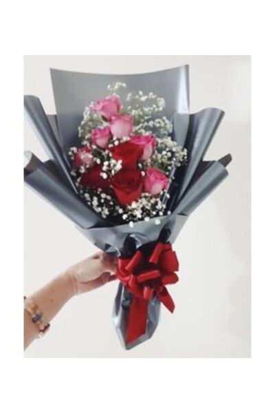 Orkide Tatlı Aşkım - 9 Kırmızı Gül Buketi - Özel Aranjman Hediyelik Kesme Can...