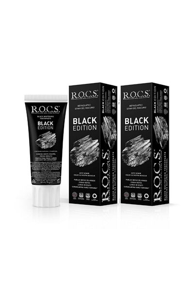 R.O.C.S. معجون أسنان أسود للتبييض من روكس بلاك إديشن 60 مل (عبوة من قطعتين)