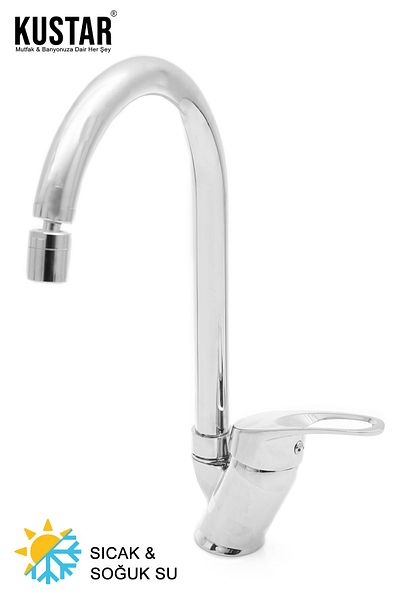 KUSTAR Chrome Mix - Kitchen Sink Faucet with Swan Spout and Movable Sprayer
