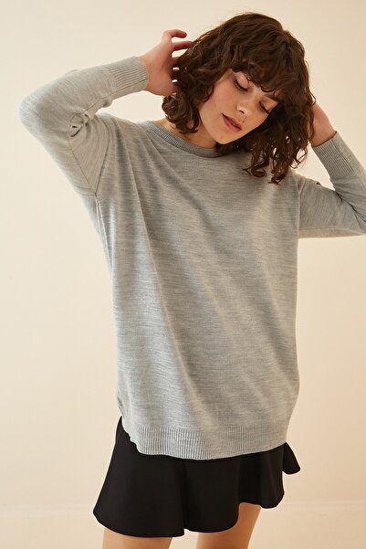 Happiness İstanbul Sweater - Gray - Oversize
