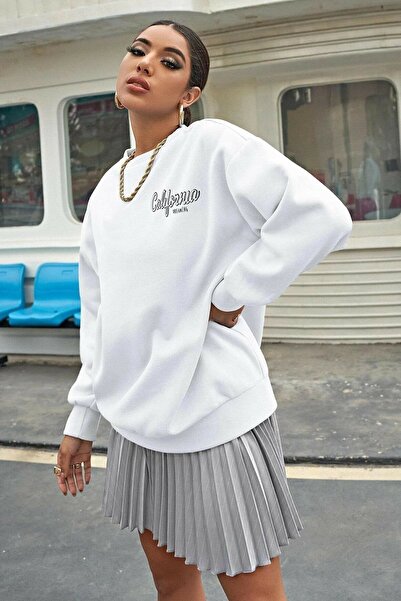 Mad&Calf Γυναικείο φούτερ με στάμπα Καλιφόρνιας, χοντρό oversize