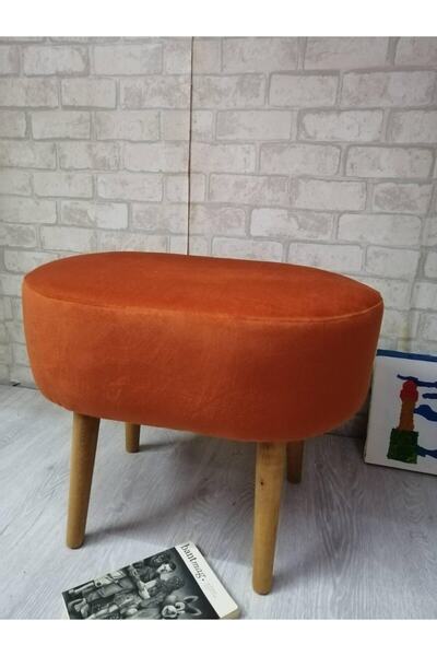 arkın koltuk döşeme Puf. Oval Turuncu Puf Ahşap Ayak